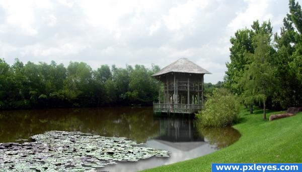 Creation of old hut on water: Final Result